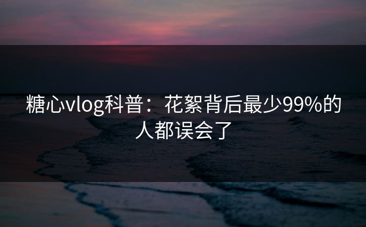 糖心vlog科普：花絮背后最少99%的人都误会了