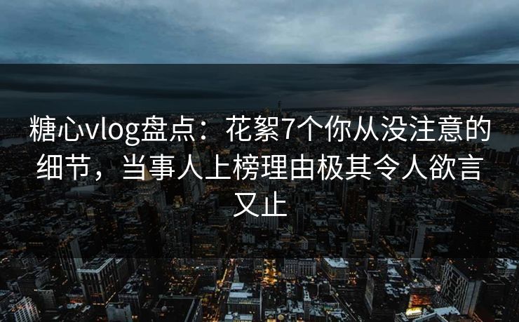 糖心vlog盘点：花絮7个你从没注意的细节，当事人上榜理由极其令人欲言又止