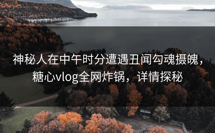 神秘人在中午时分遭遇丑闻勾魂摄魄，糖心vlog全网炸锅，详情探秘