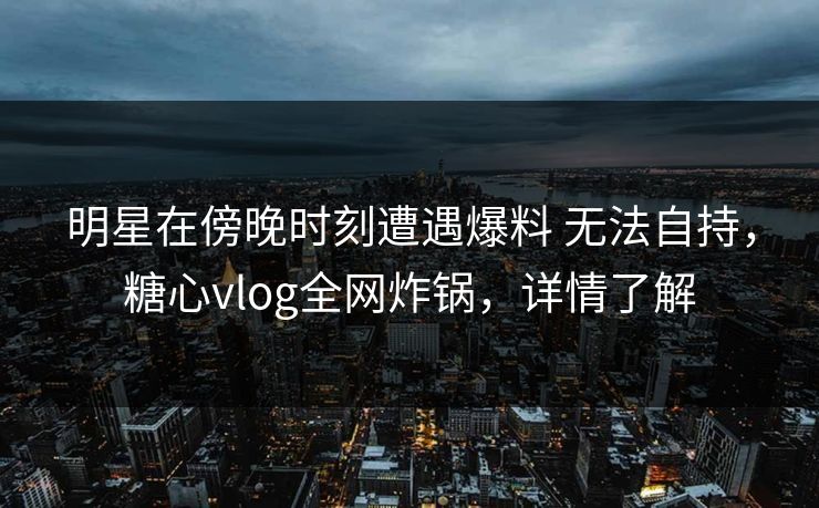 明星在傍晚时刻遭遇爆料 无法自持，糖心vlog全网炸锅，详情了解