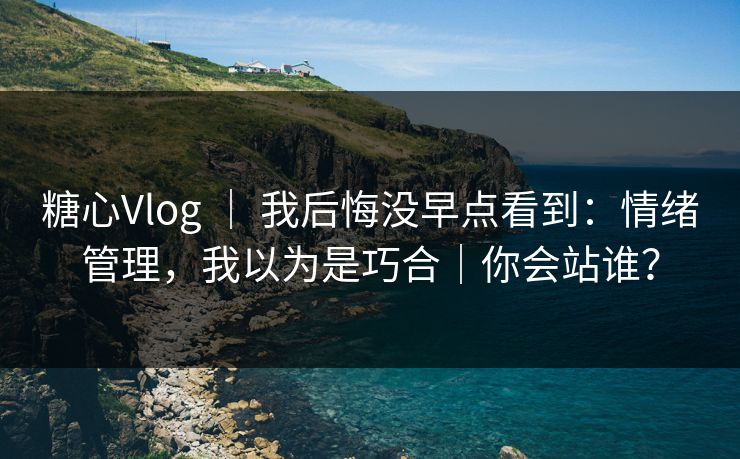 糖心Vlog ｜ 我后悔没早点看到：情绪管理，我以为是巧合｜你会站谁？