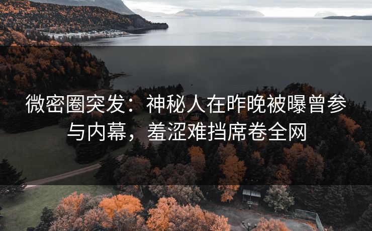 微密圈突发：神秘人在昨晚被曝曾参与内幕，羞涩难挡席卷全网